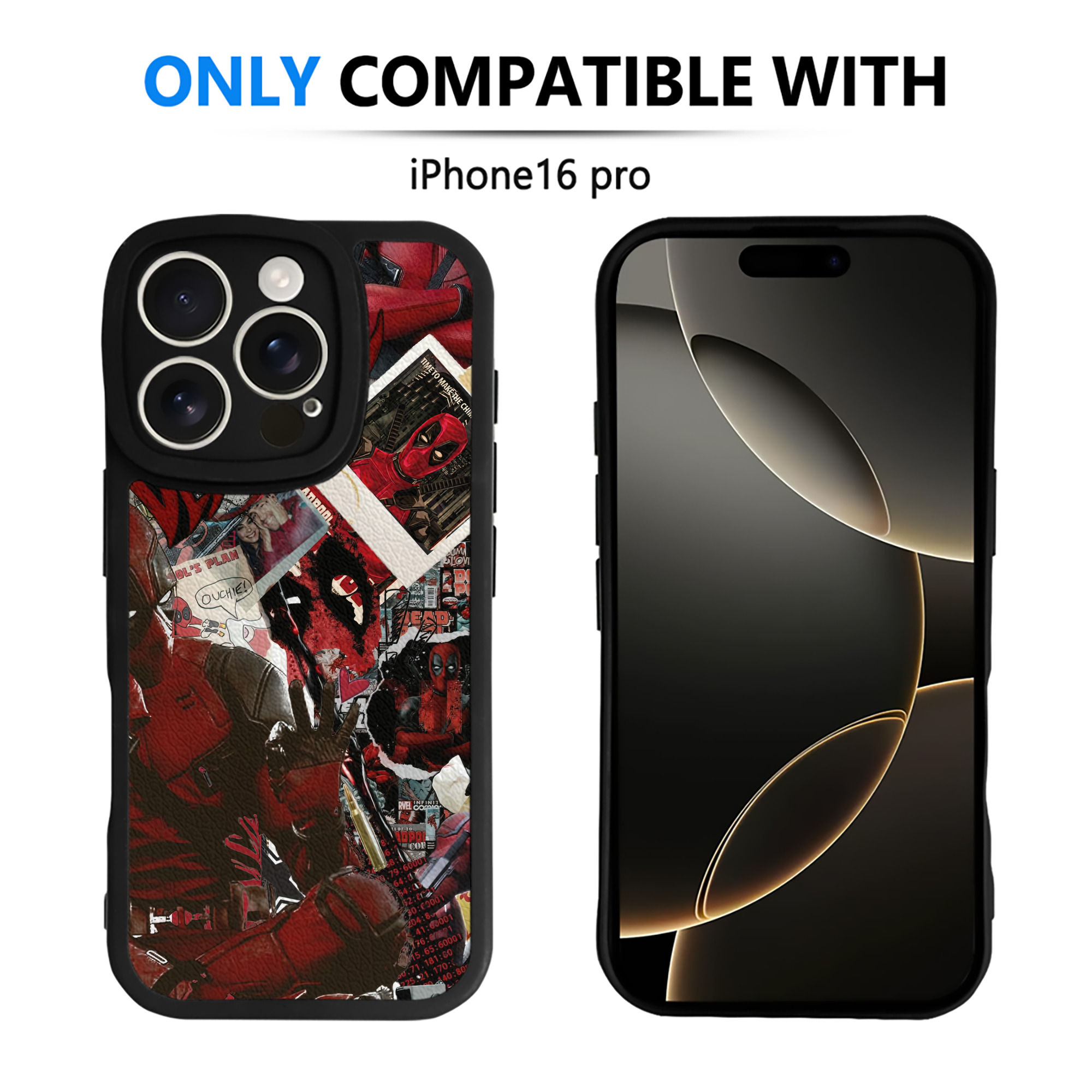 （画像用） Deadpool デッドプール 【iPhone 16シリーズ対応】シリコンスマホケース（レザー調） 材質：シリコン